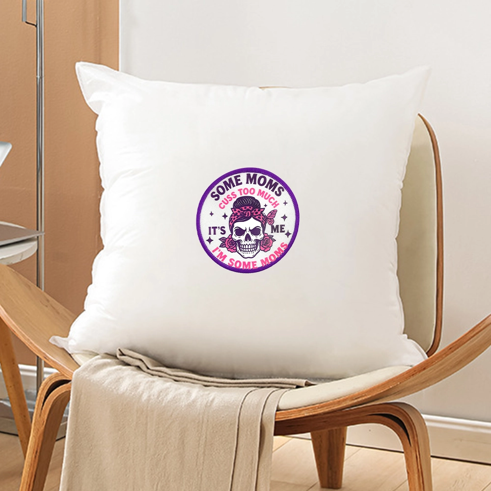 Embroidered + printed patches for throw pillow