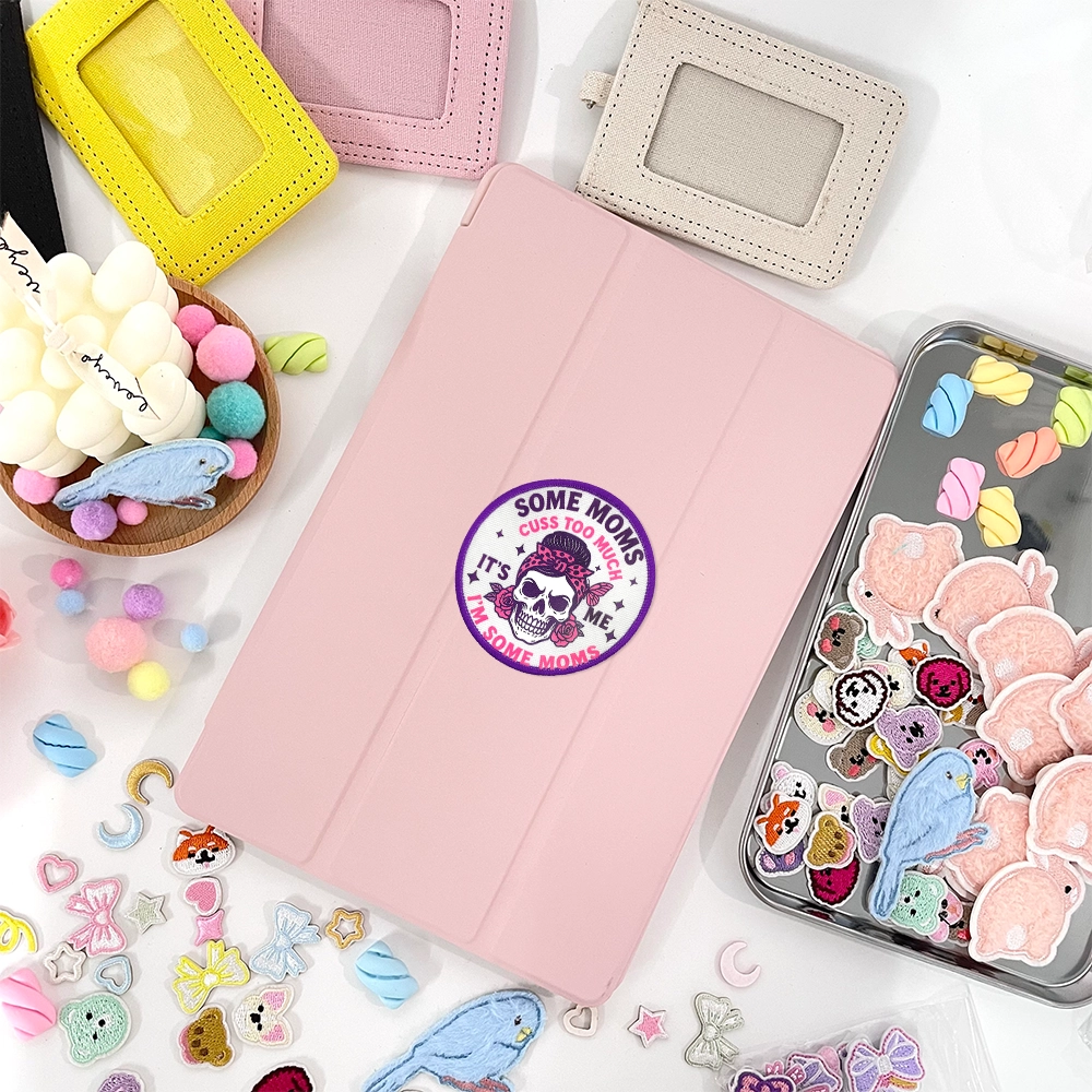 Embroidered + printed patches for tablet case