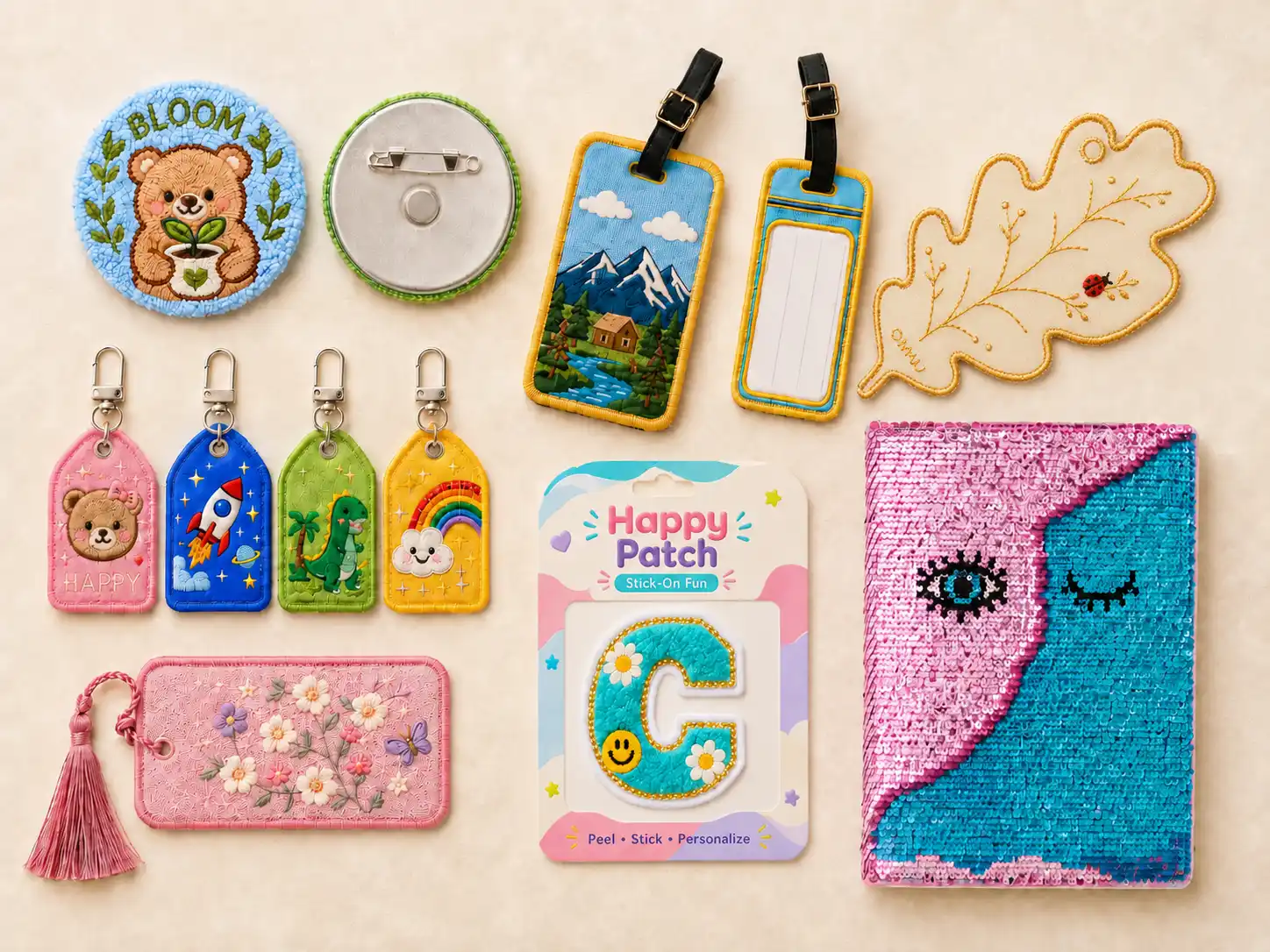 Custom patch accessories and finished embroidered products