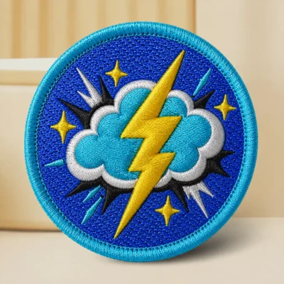 Lightning 3D embroidery patch