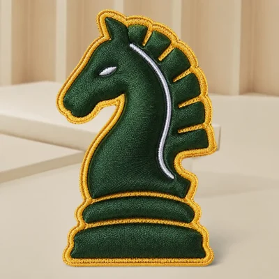 Chess horse 3D embroidery patch