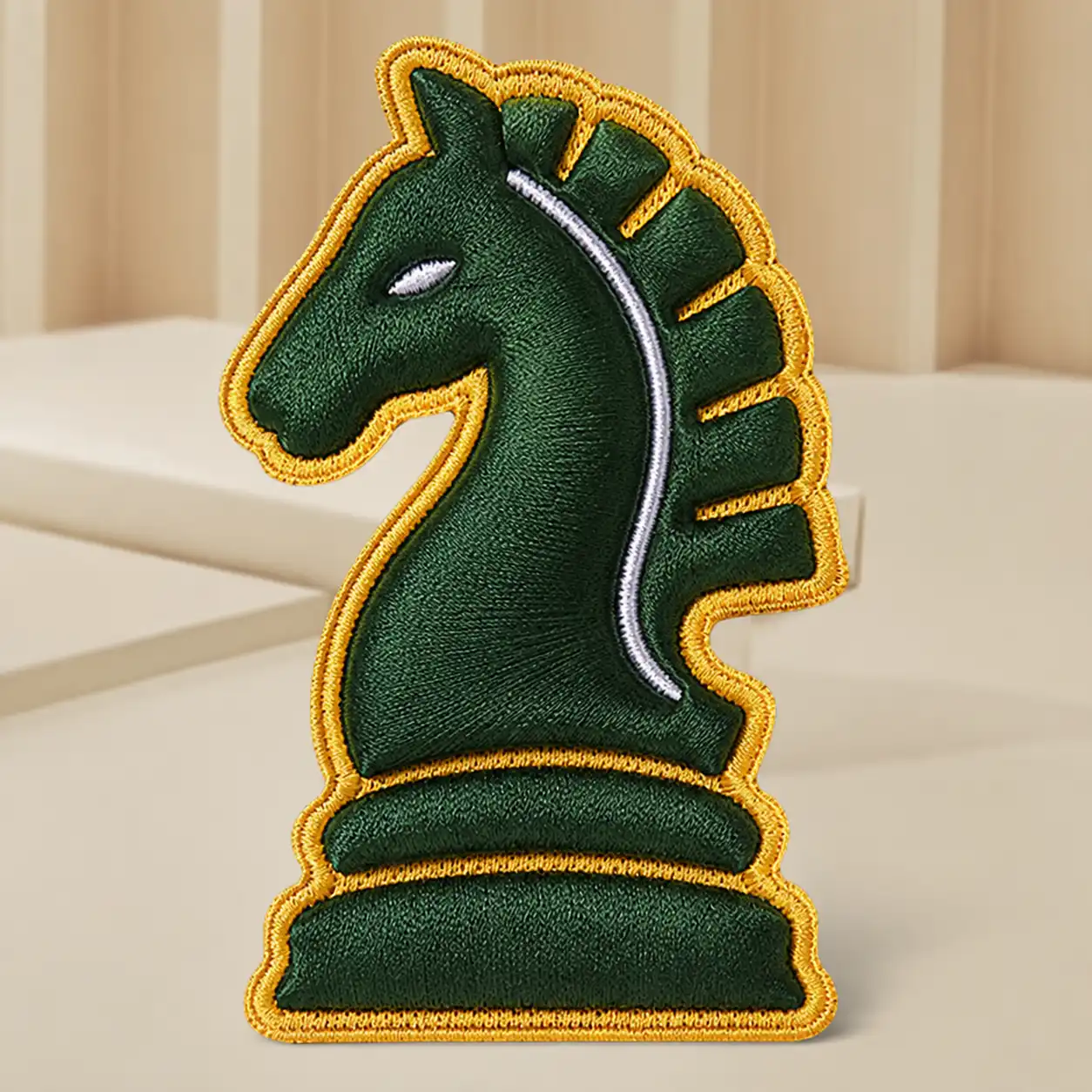 Chess horse 3D embroidery patch