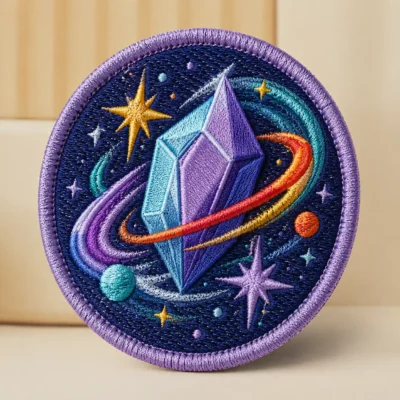 Crystal planet 3D embroidery patch