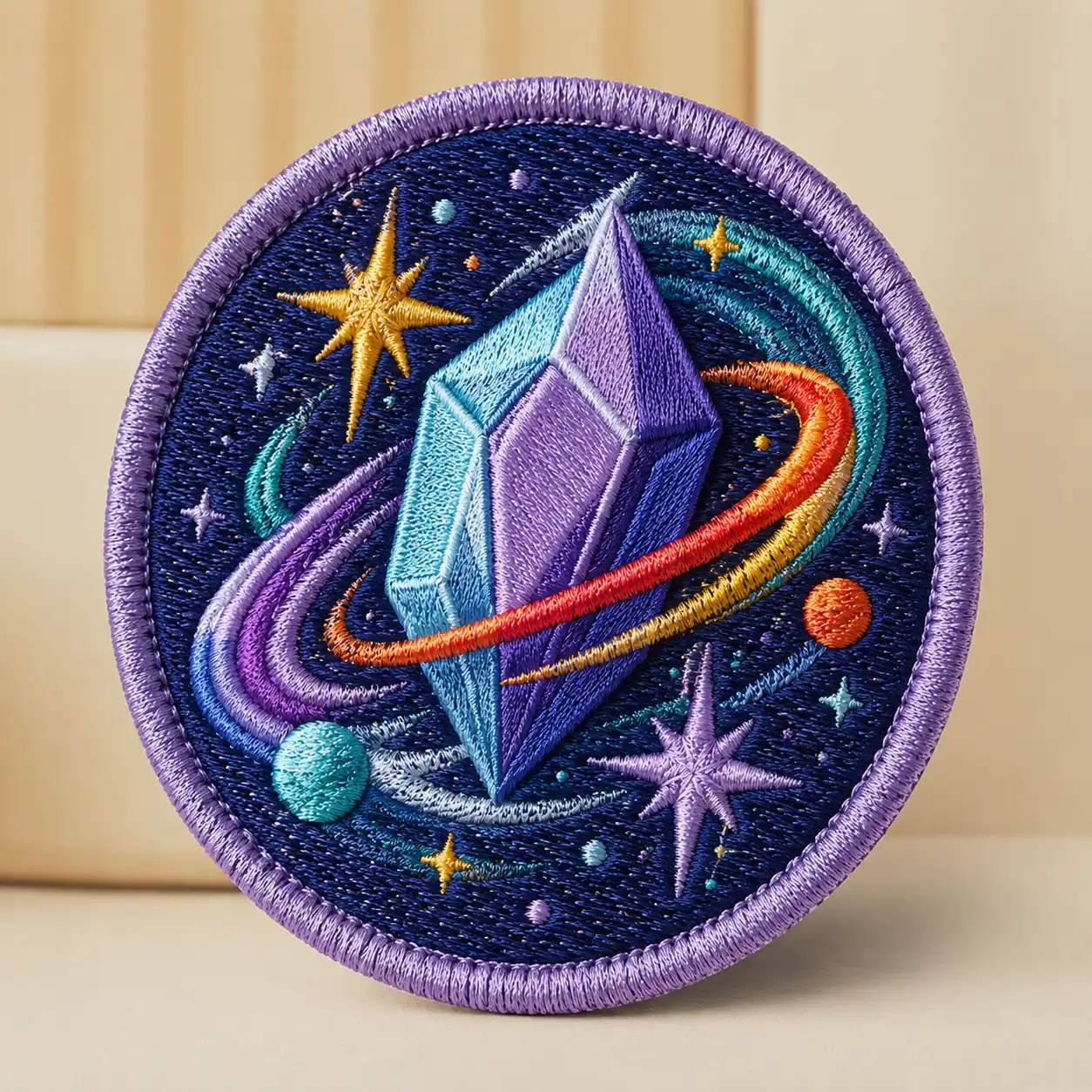 Crystal planet 3D embroidery patch