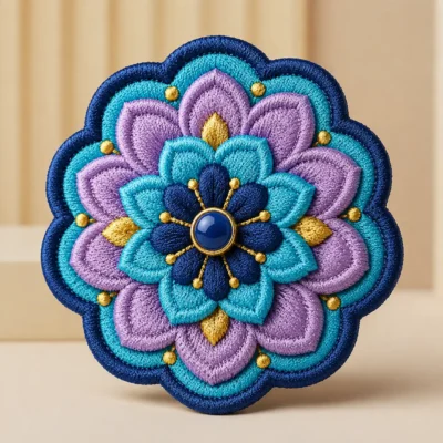 Floral mandala 3D embroidery patch