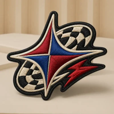 Racing flag3D embroidery patch