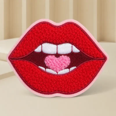Red lips chenille patch