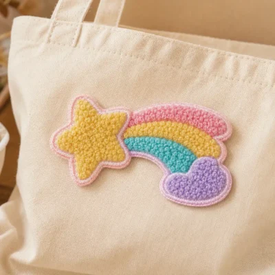 Rainbow cloud chenille patch