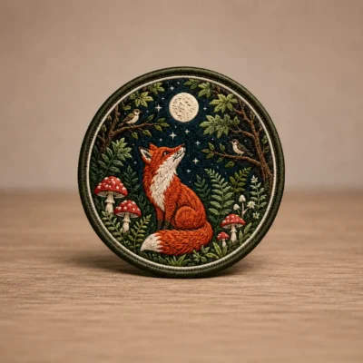 Fox moon embroidered patch