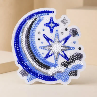 Moon stars sequin patch