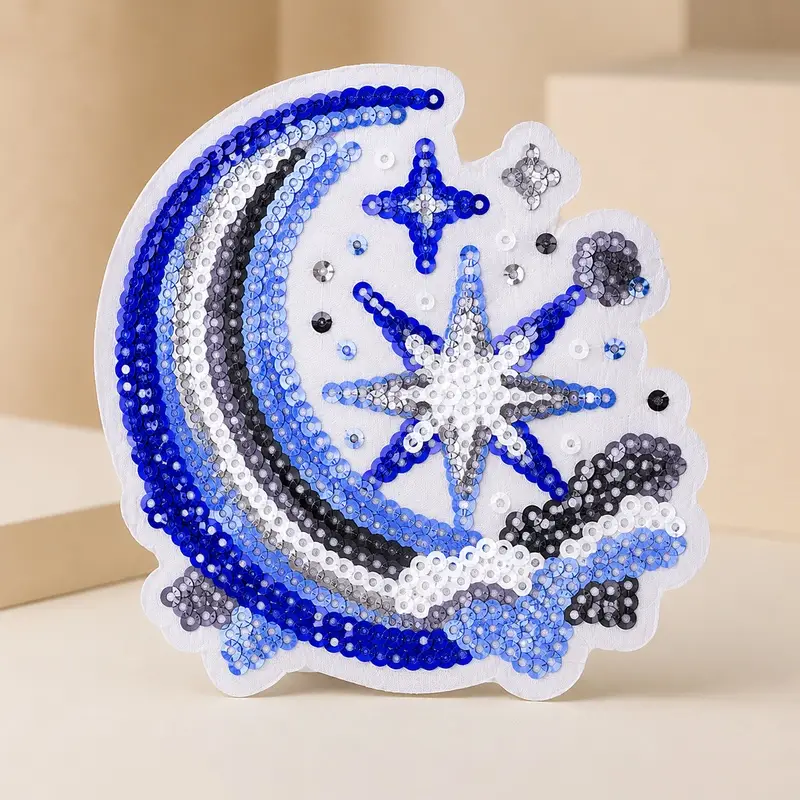 Moon stars sequin patch