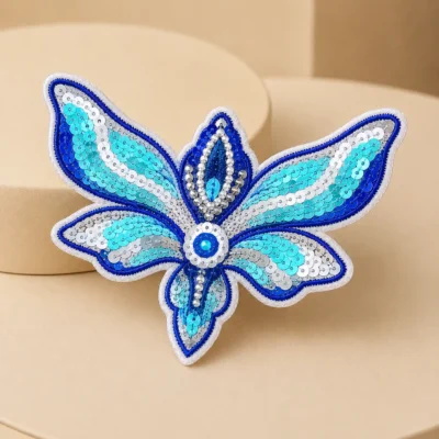 Flower wings sequin patch