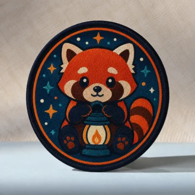 Fox lantern round woven patch