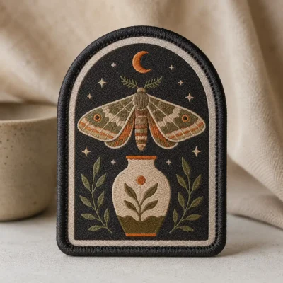 Moth moon woven patch