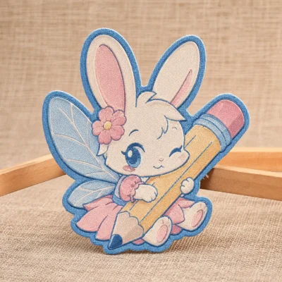 Fairy bunny woven patch
