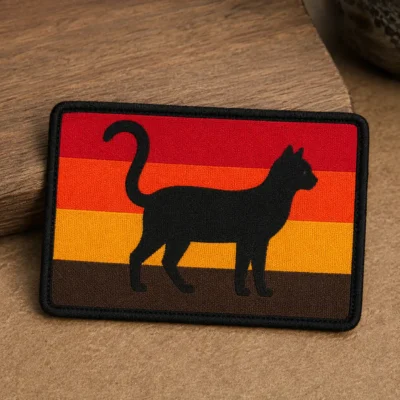 Black cat woven patch