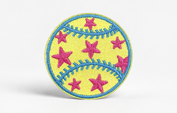 Front view of custom embroidered badge