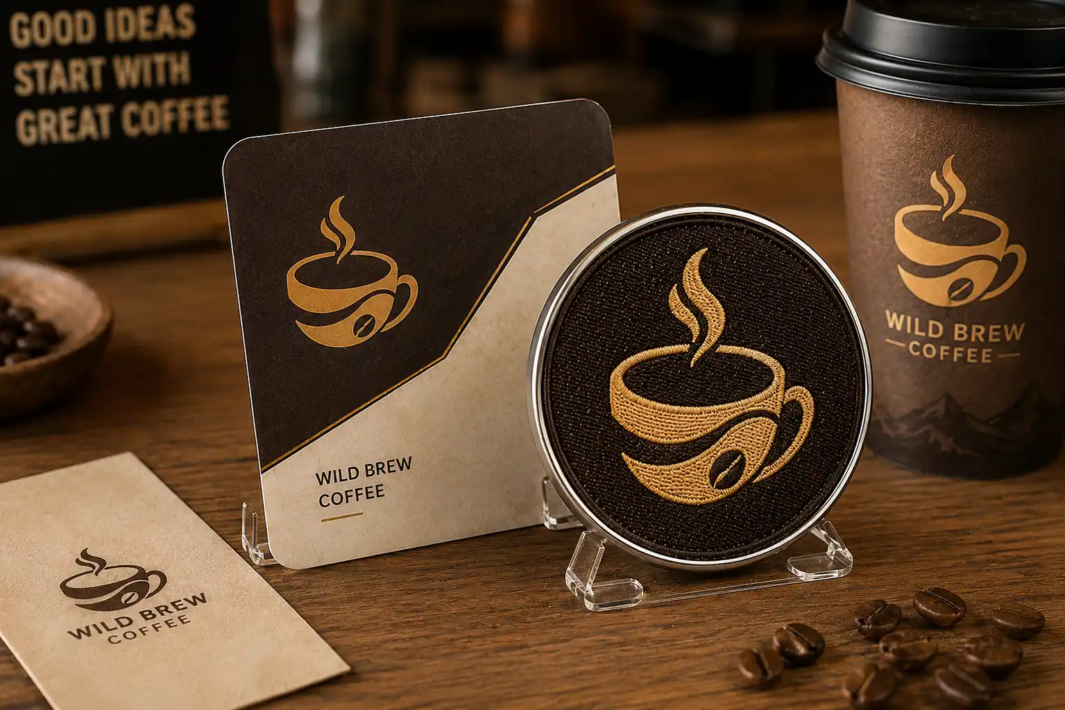 Custom logo embroidery button badges