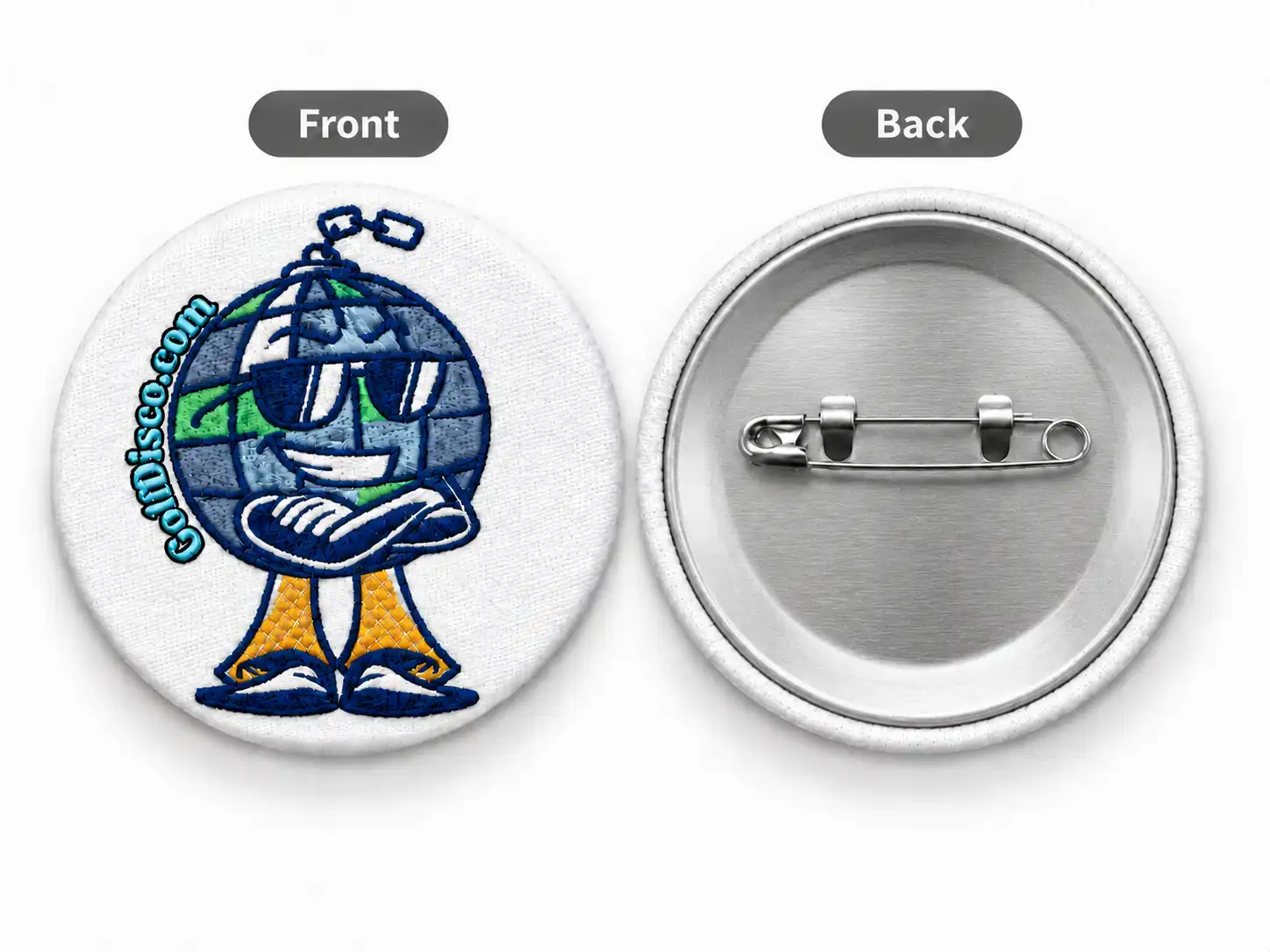 Character and mascot embroidery button badges