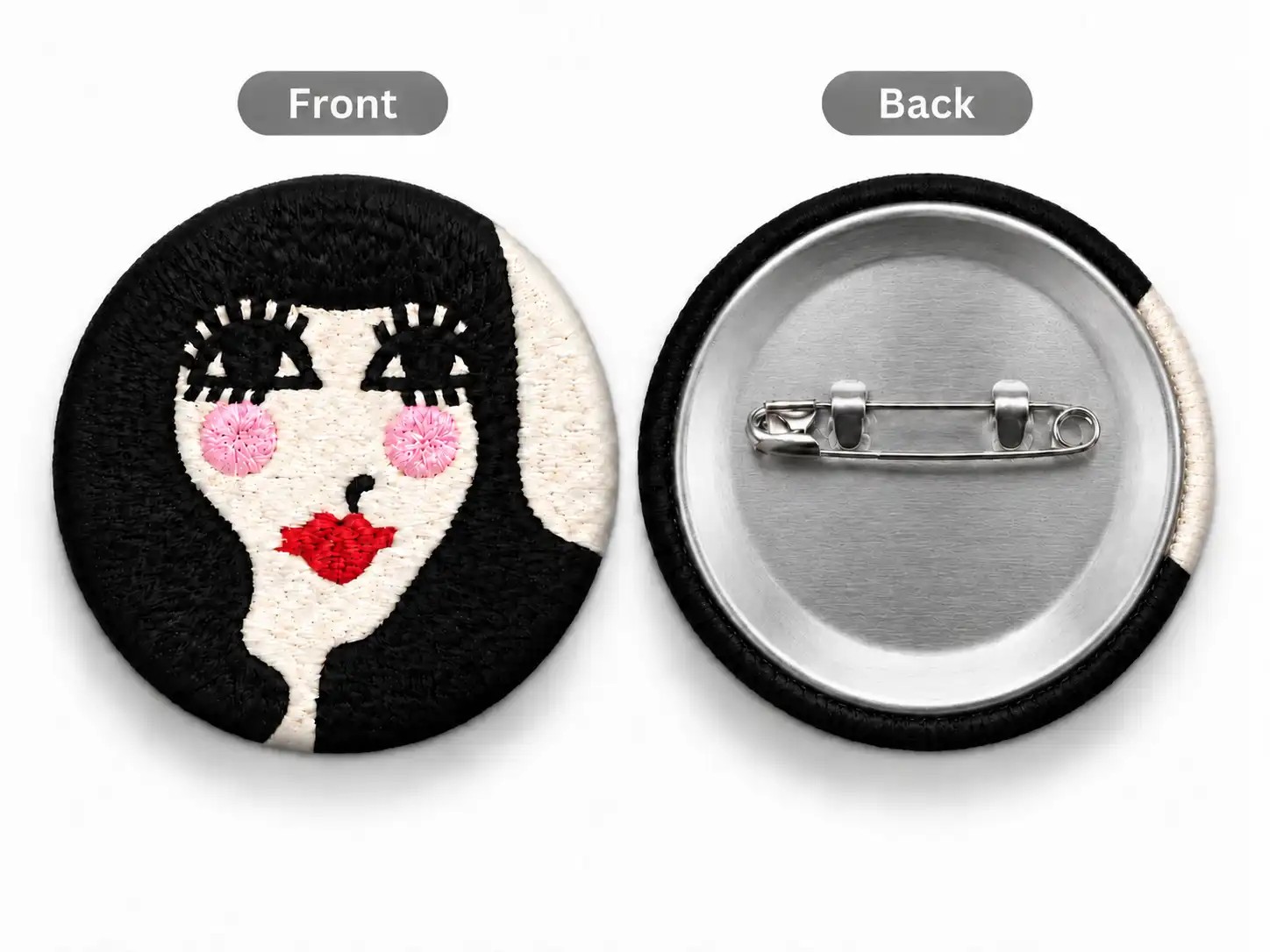 Minimal fashion embroidered button badges