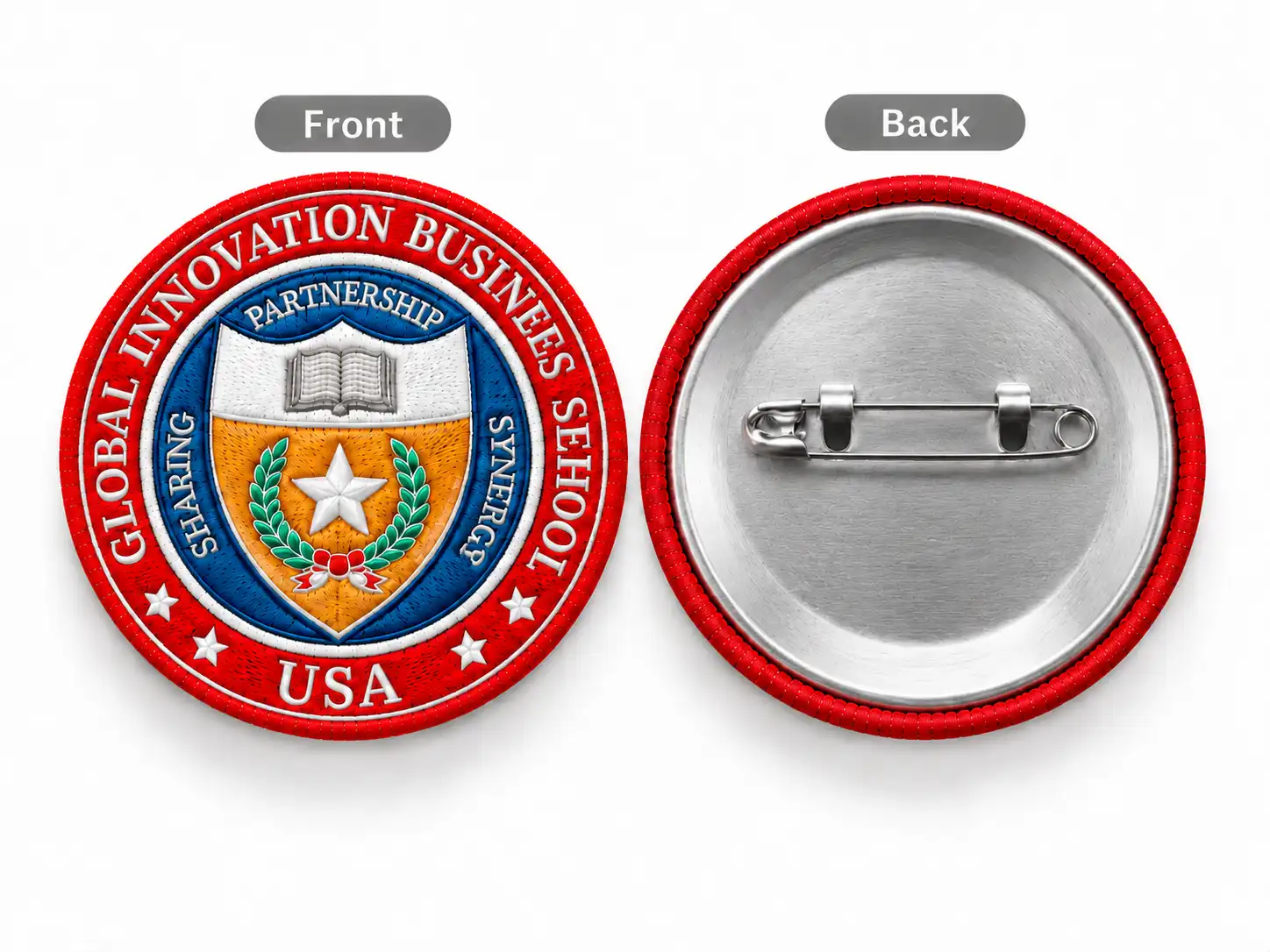 Custom school and team embroidered pin badges