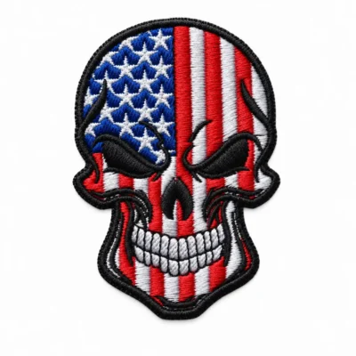 american flag skull 3d embroidered patches