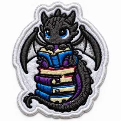 book dragon 3d embroidered patches
