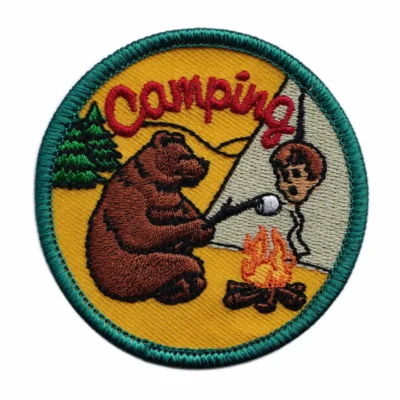 camping bear 3d embroidered patches