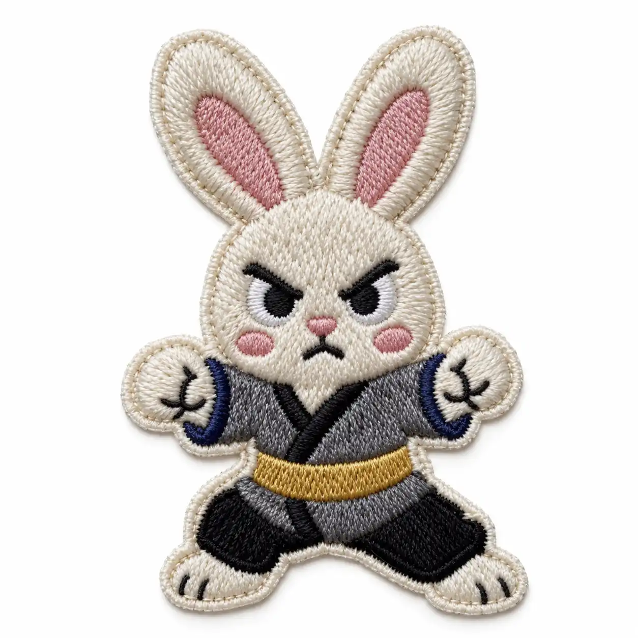 martial arts rabbit 3d embroidered patches
