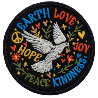 peace dove earth love 3d embroidered patches