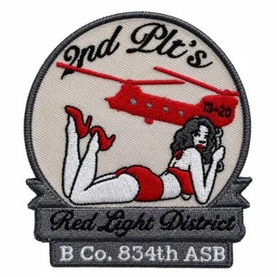 Red Helicopter & Pin-Up Girl 3D Embroidered Patch