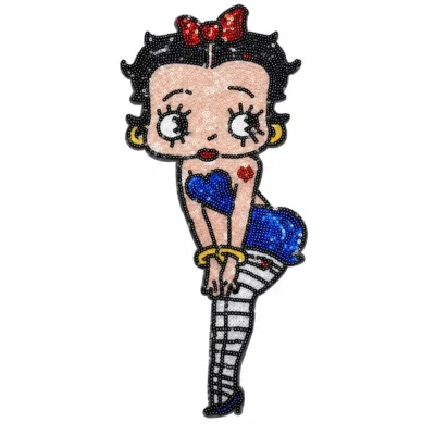 Betty Boop Blue Dress Sequin Patches