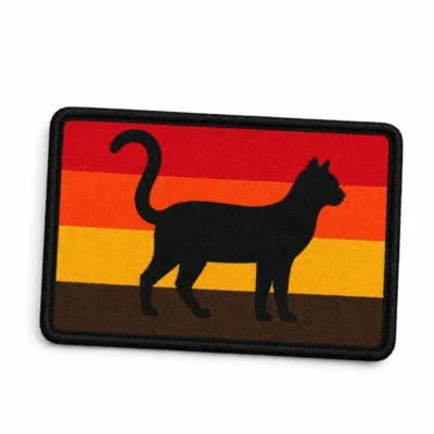 Black cat woven patch