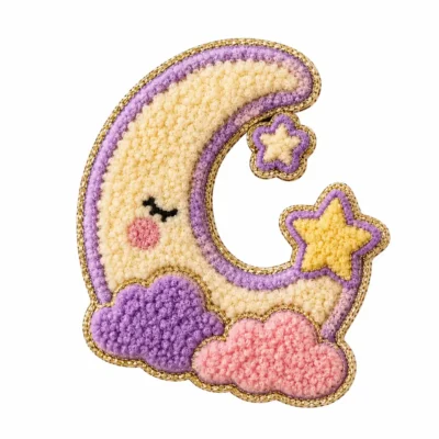 Crescent moon chenille patch