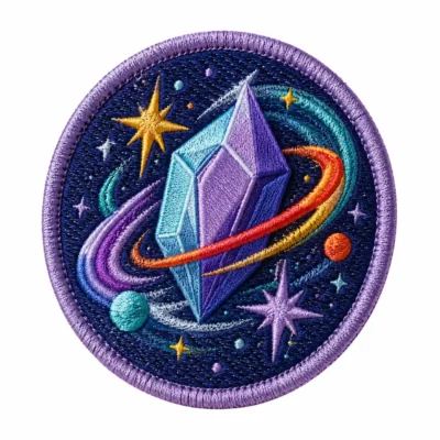 Crystal planet 3D embroidery patch