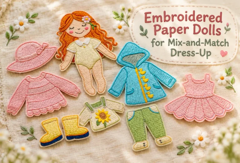 Embroidered Paper Dolls for Mix-and-Match Dress-Up Play