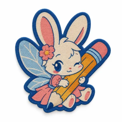 Fairy bunny woven patch