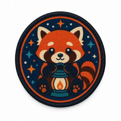 Fox lantern round woven patch