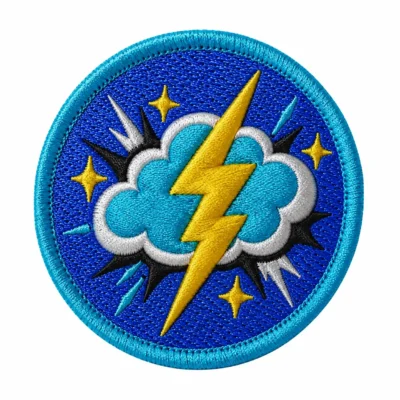 Lightning 3D embroidery patch