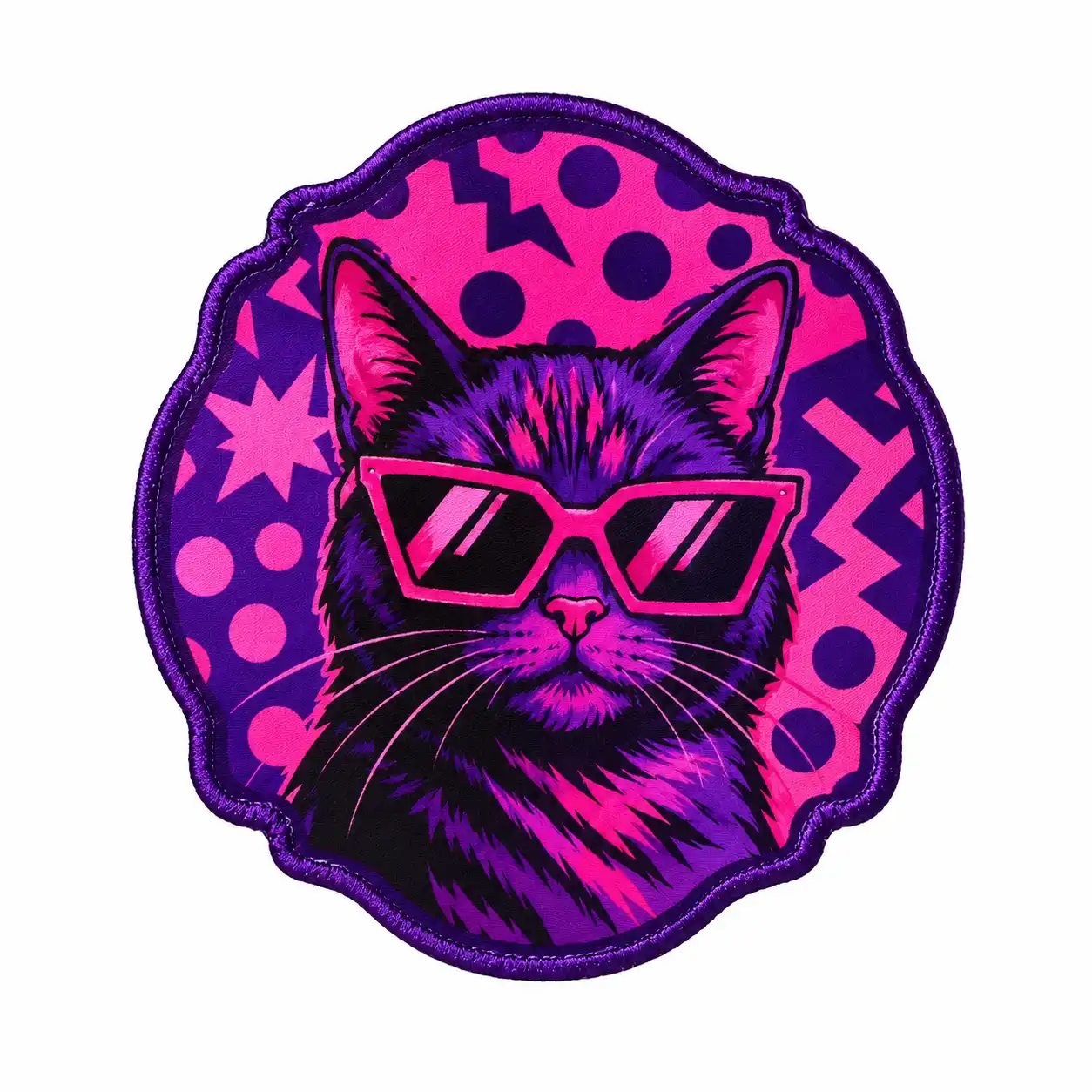 Neon cat printed patch