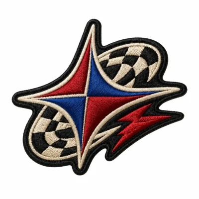 Racing flag3D embroidery patch