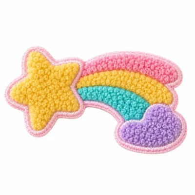 Rainbow cloud chenille patch