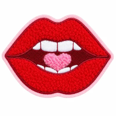 Red lips chenille patch